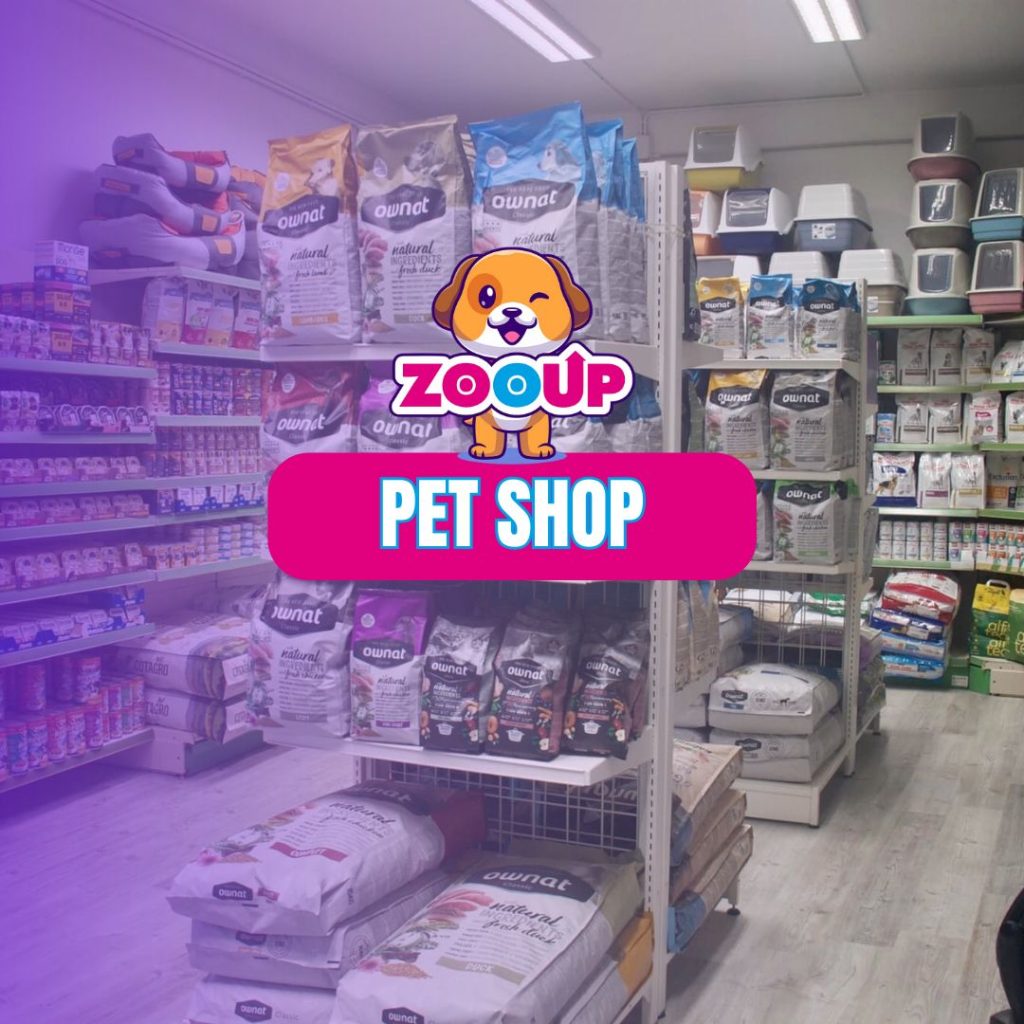 Scaffali pet shop ZooUp con mangimi per animali a Catania